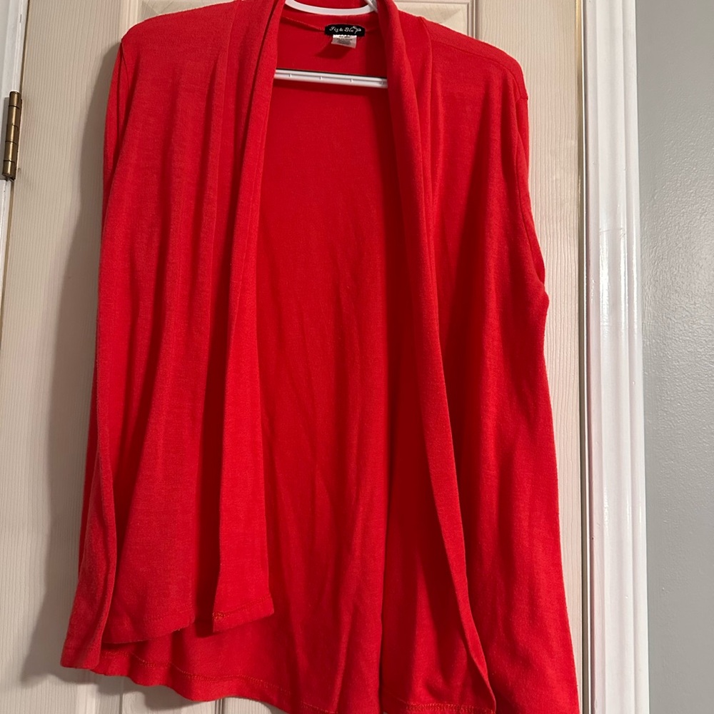 Vibrant Red Open Front Cardigan Sweater